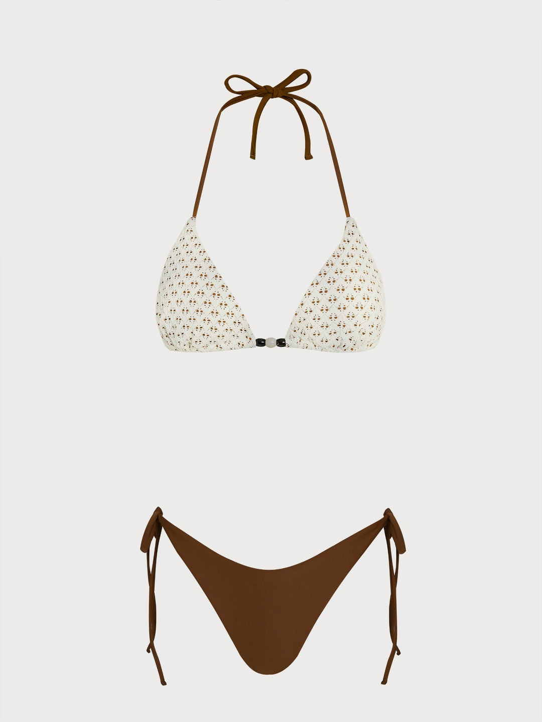 Coffee Cut Out Bikini Three-Piece Set