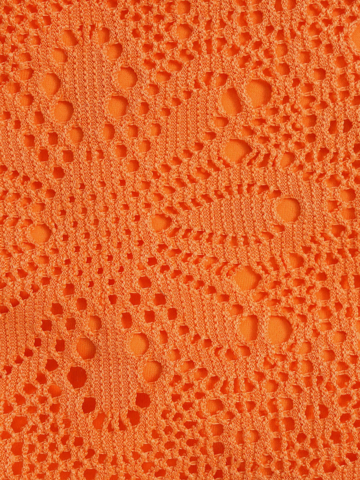 Orange Beaded Floral Skirted Bikini Set