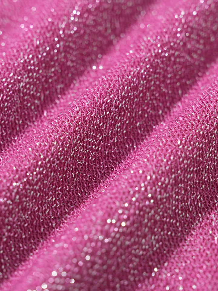 Pink Metallic Rhinestones Bikini Set