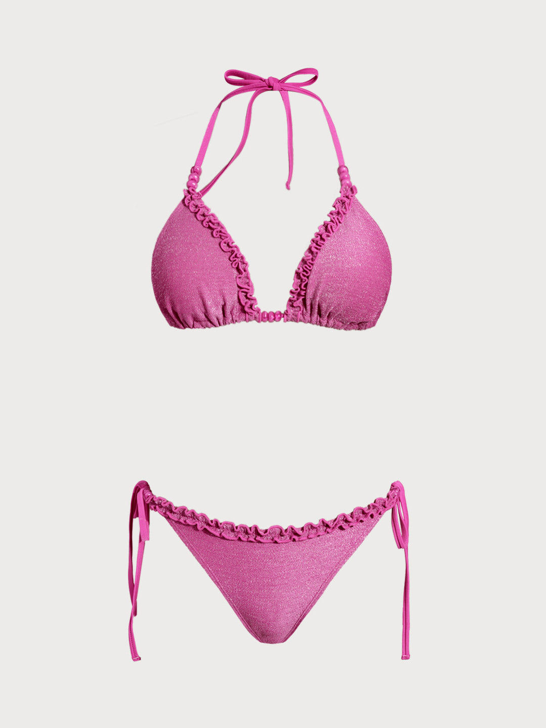 Pink Metallic Rhinestones Bikini Set