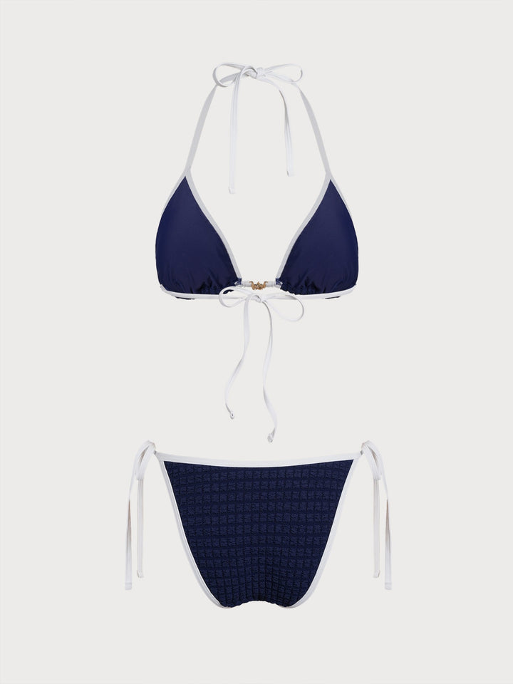 Blue Color Block Star Bikini Set