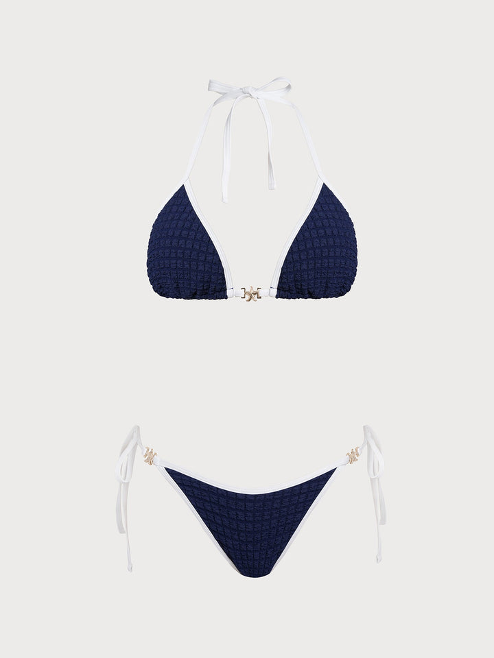 Blue Color Block Star Bikini Set