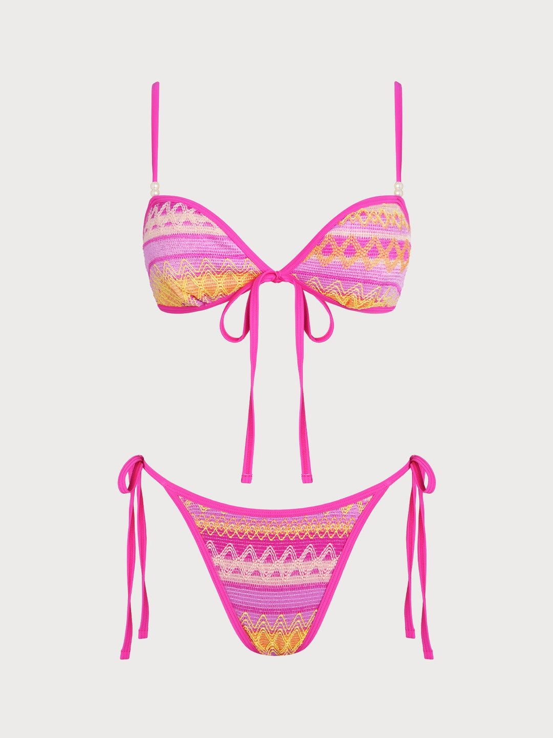 Rainbow Striped V-Neck Bikini Set