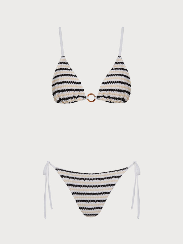 Multi Retro Striped O-Ring Bikini Set