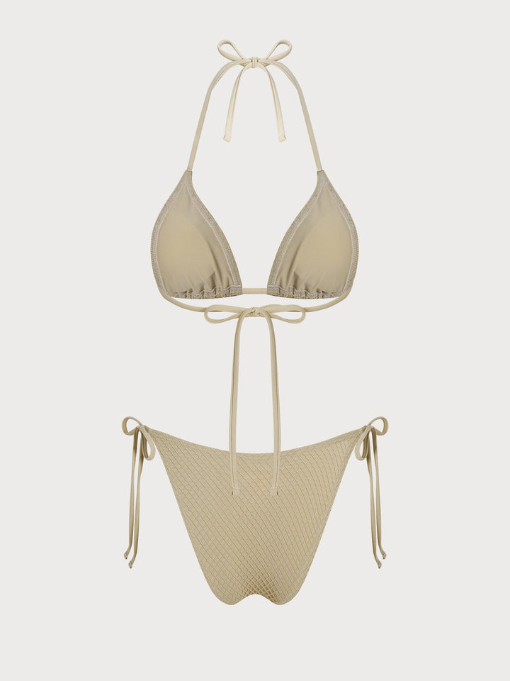 Khaki Plaid Contrast Starfish Bikini Three-Piece Set