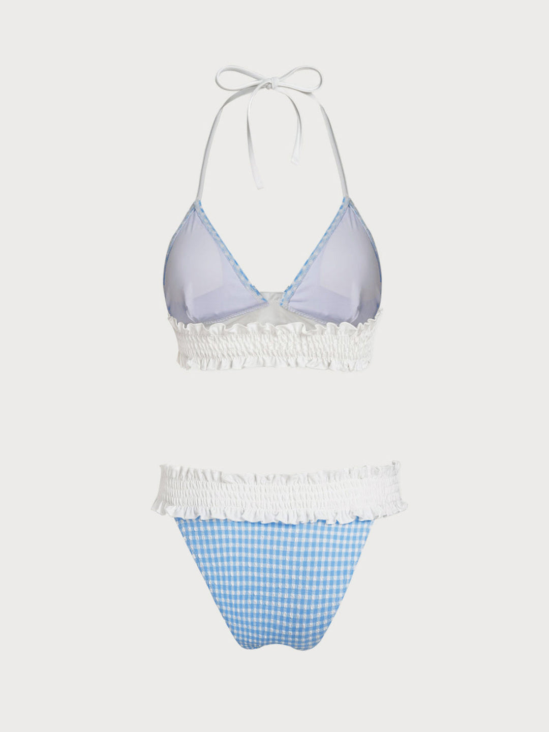 Blue Contrast Color Cute Bikini Set