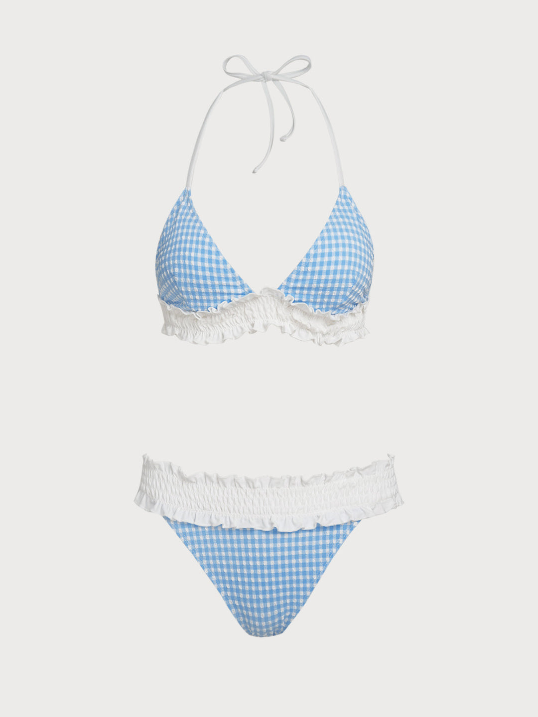 Blue Contrast Color Cute Bikini Set