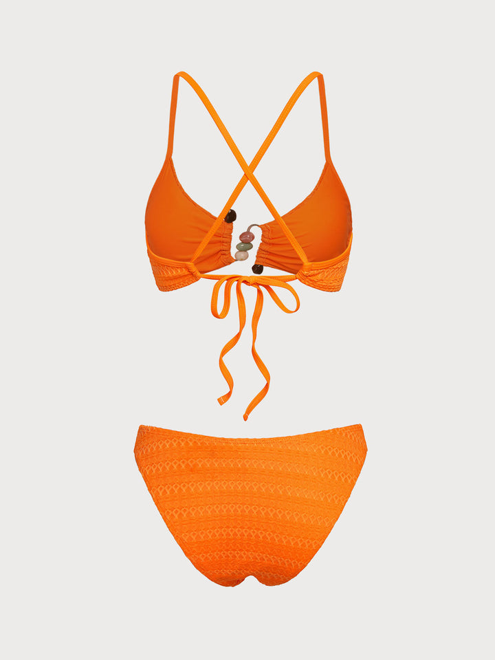 Orange N-Type Embellished Bikini Set
