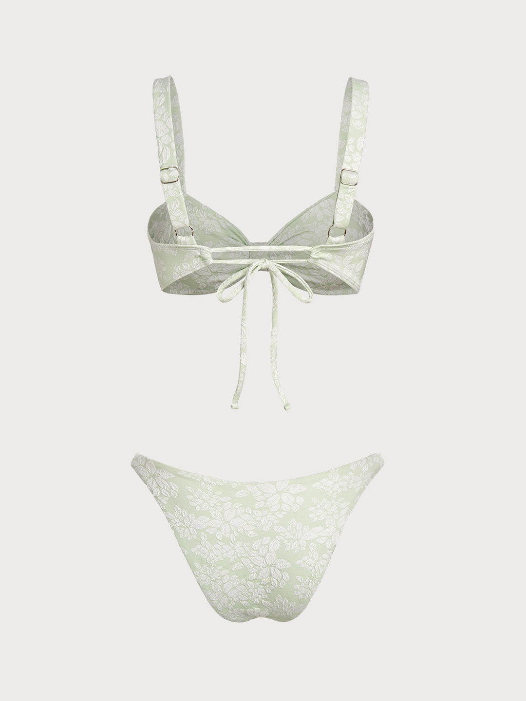Green Shell Trim Twist Bikini Set