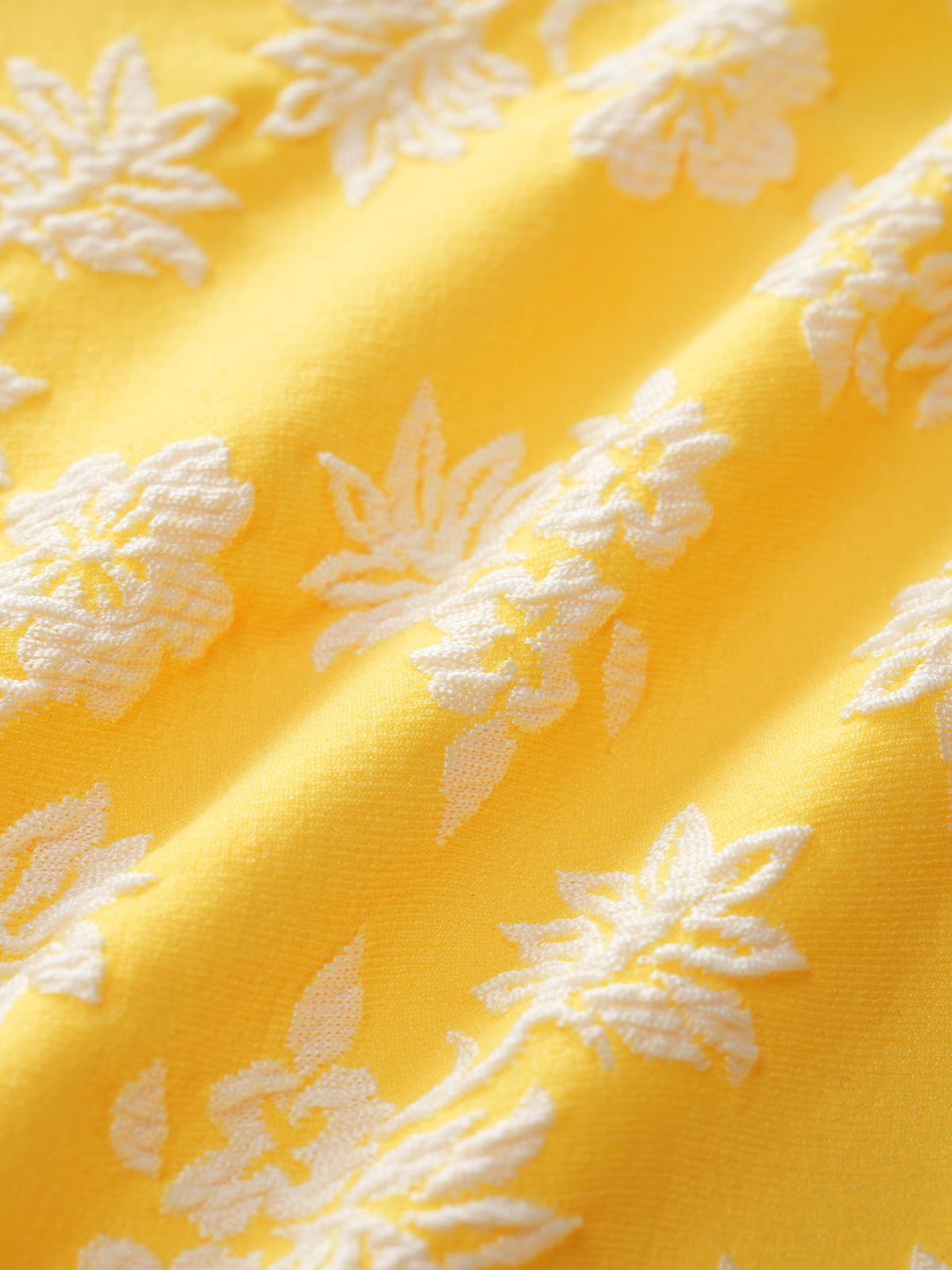 Yellow Contrast Flower Bud Shell Decorated Bikini Set