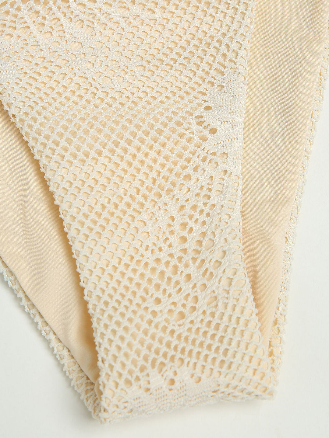Beige O-Ring Floral Bikini Set